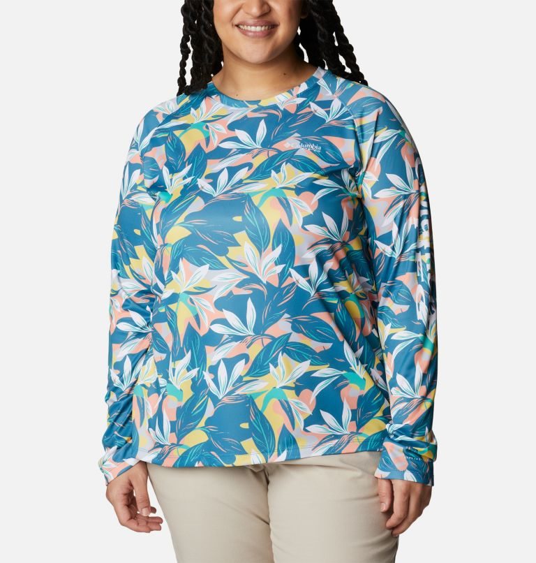 Women\'s Columbia PFG Super Tidal Tee II Long Sleeve Sweatshirts Flower | Plus Size CA-I56A1